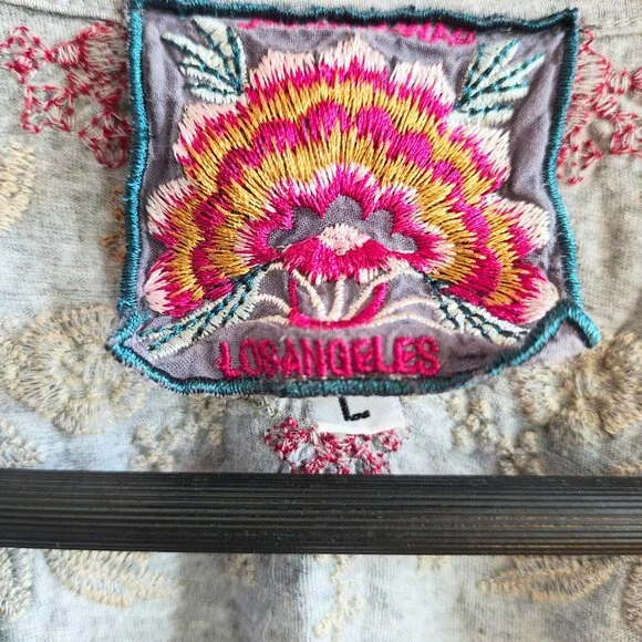 JOHNNY WAS Embroidered Jersey Top - Picture 6 of 9